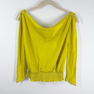 Anthropologie Maeve Alida Satin Cowl Neck Top Size 0 Yellow Tie Back Sleeveless‎